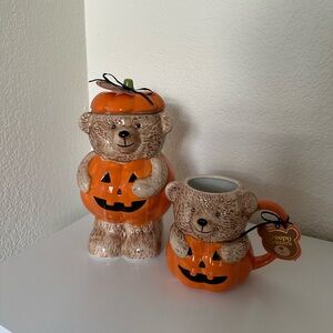 Creepy Critters Halloween Pumpkin Cookie Jar and Mug Set